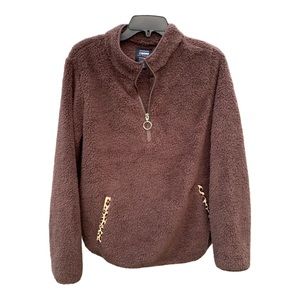 Chocolate Brown Faux Fur Quarter Zip Pullover Cheetah Large Ci Sono Los Angeles